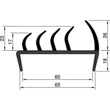 Ajtó tömítőprofil 65mm 5m fekete