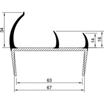 Ajtó tömítőprofil 65mm 3,2m szürke