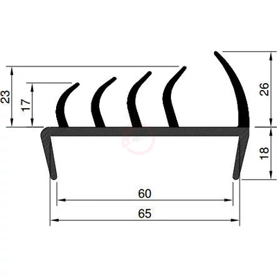 Ajtó tömítőprofil 65mm 5m fekete