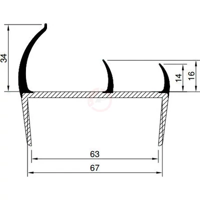 Ajtó tömítőprofil 65mm 3,2m szürke